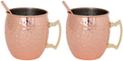 Cozy & Trendy Moscow Mule Cocktail Mugs with Straws - 450 ml - Hammered Copper - 2 Pieces