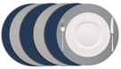 Cookinglife Placemats - Double-sided - Vegan leather - Grey / Blue ø 38 cm - 6 pieces