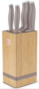 BerlingerHaus Bloque de cuchillos Taupe 6 piezas - Cuchillo de chef, Cuchillo de pan, Cuchillo Santoku, Cuchillo de oficina & Cuchillo pelador