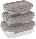 BerlingerHaus Glass Food Storage Containers Taupe - 3-piece - 570 ml, 840 ml & 1.18 Liter