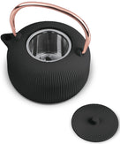 BerlingerHaus Teapot with Stainless Steel Filter - Cast Iron Black Rose Gold - 1 Liter
