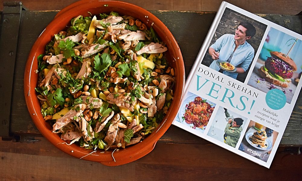 Fresh quinoa salad with marinated tequila chicken and sweet mango
