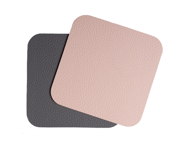 Posavasos - Cuero vegano - Gris / Rosa - reversible - 10 x 10 cm - 6 unidades - Cookinglife