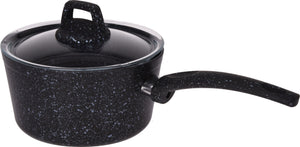 Cookinglife Cazo / cacerola con tapa - Black Speckle - Aluminio ø 18 cm / 2.2 litros - Apto para todas las fuentes de calor - recubrimiento antiadherente estándar