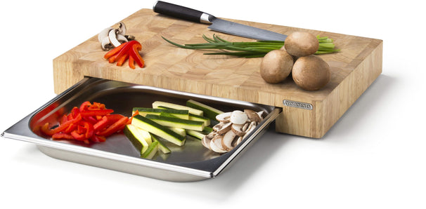 Continenta Cutting Board with Stainless Steel Drawer - Wood/Stainless Steel - 48 x 33 cm