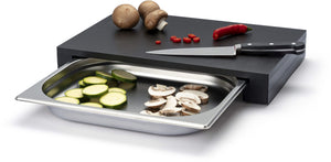 Continenta Cutting Board with Stainless Steel Drawer - Duracore - Black - 39 x 27 cm