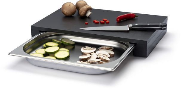 Continenta Cutting Board with Stainless Steel Drawer - Duracore - Black - 39 x 27 cm