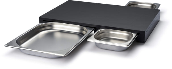 Continenta Cutting Board with 3 Stainless Steel Drawers - Duracore - Black - 50 x 33 cm 