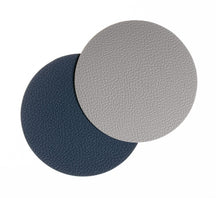 Cookinglife Coasters - Vegan leather - Grey / Blue - double-sided - ø 10 cm - 6 pieces