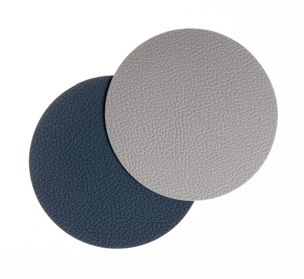 Posavasos - Cuero vegano - Gris / Azul - reversible - ø 10 cm - 6 unidades - Cookinglife