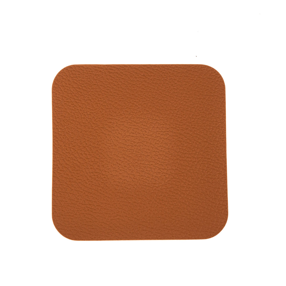 Cookinglife Coasters - Vegan leather - Black / Cognac - double-sided - 10 x 10 cm - 6 pieces