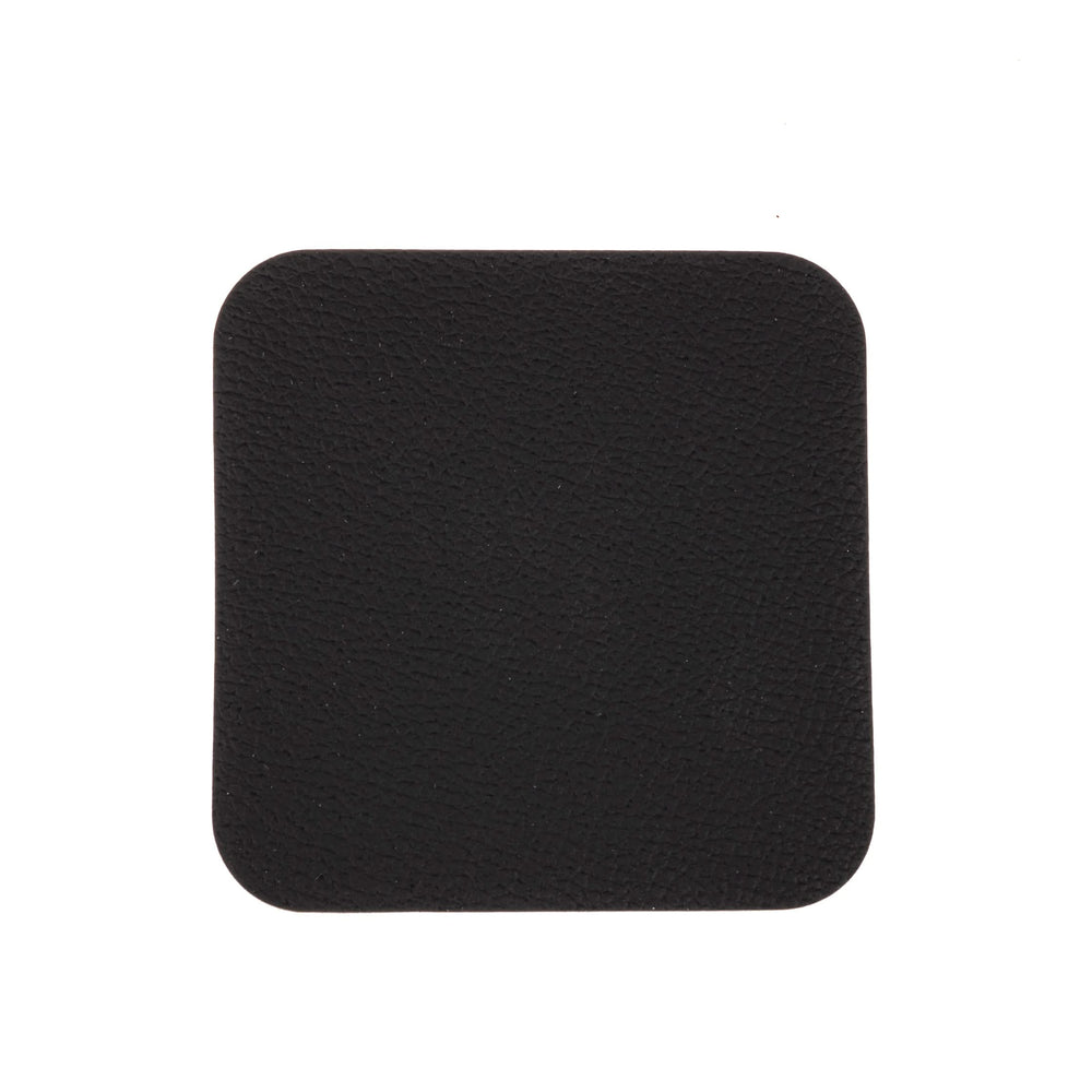 Cookinglife Coasters - Vegan leather - Black / Cognac - double-sided - 10 x 10 cm - 6 pieces