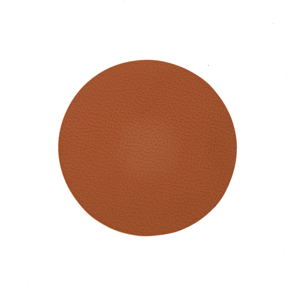 Cookinglife Coasters - Vegan leather - Black / Cognac - double-sided - ø 10 cm - 6 pieces