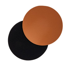 Cookinglife Coasters - Vegan leather - Black / Cognac - double-sided - ø 10 cm - 6 pieces