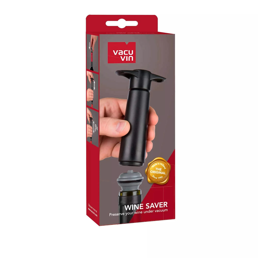Vacu Vin Wine pump with 2 wine stoppers - Wine Saver - Black