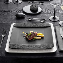 Villeroy & Boch Plato de cena Manufacture Rock - Negro - 28 x 28 cm