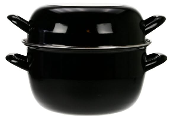 Cosy & Trendy Olla para mejillones - Negro - ø 24 cm / 5 litros - capa antiadherente esmaltada