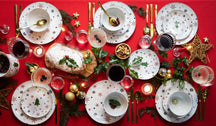Cookinglife Christmas Dinnerware Set Red - Porcelain - 18-piece / 6 persons - 6 dinner plates, 6 breakfast plates & 6 bowls