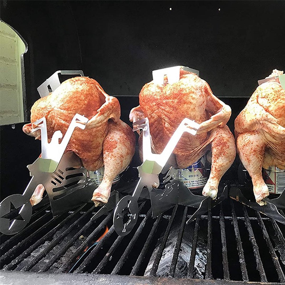 GrillX BBQ Soporte para lata de cerveza - Pollo en lata de cerveza - Bicicleta