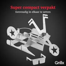GrillX BBQ Soporte para lata de cerveza - Pollo en lata de cerveza - Bicicleta