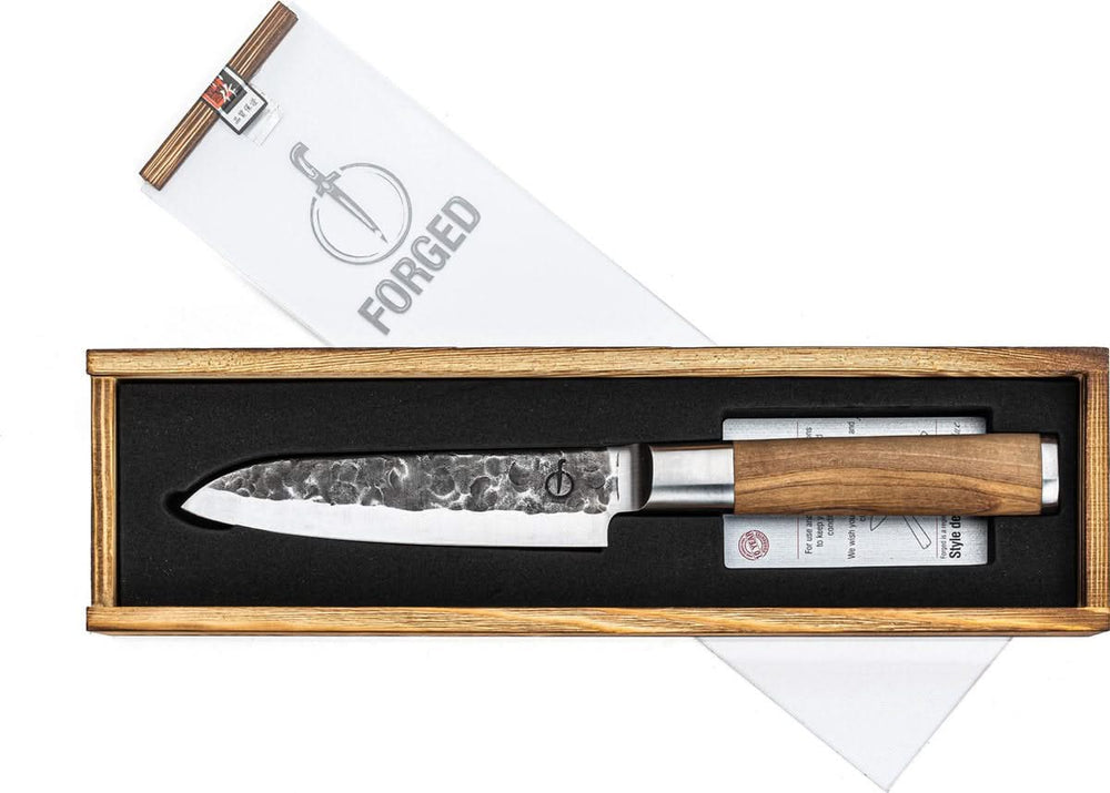 Forged Santoku knife Olive 14 cm