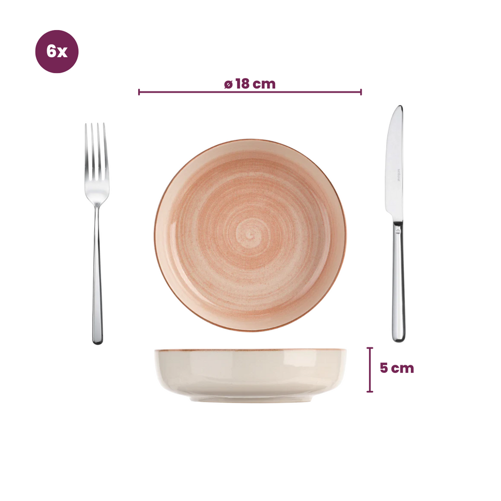 Cosy & Trendy Deep Plates Baltic Peach ø 18 cm - 6 pieces