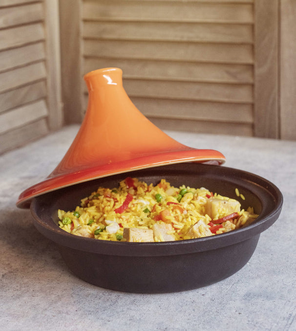 Tajine para inducción Cosy & Trendy - Negro / Naranja - ø 25 cm - sin recubrimiento antiadherente - apto para todas las fuentes de calor