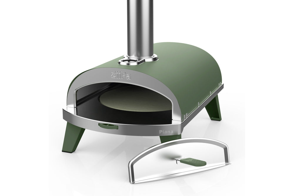 Horno para pizza ZiiPa Piana - A leña - con termómetro - Eucalyptus - para pizzas de ø 30 cm - Piedra para pizza giratoria