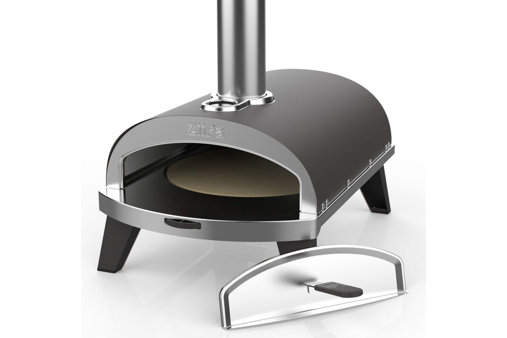 ZiiPa Pizza Oven Piana - Wood-fired - with Thermometer - Slate - for ø 30 cm pizzas - Rotating pizza stone