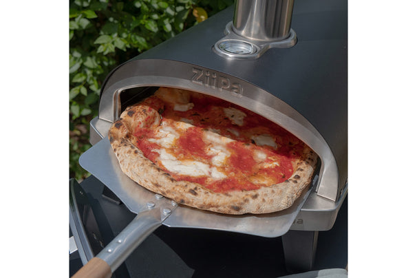 Horno para pizza ZiiPa Piana - A leña - con termómetro - Antracita - para pizzas de ø 30 cm - Piedra para pizza giratoria