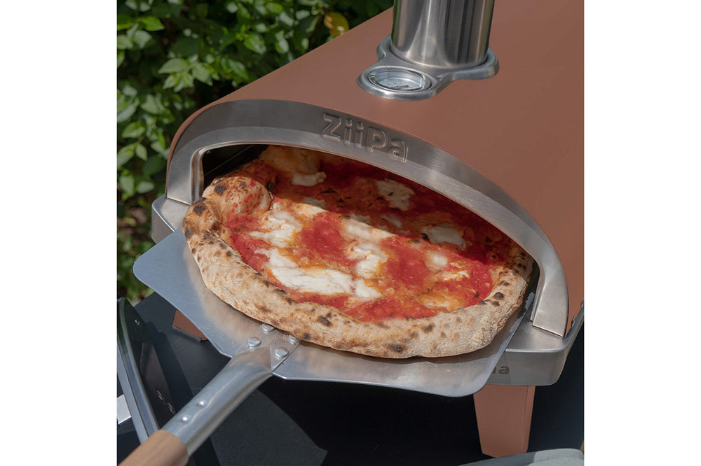ZiiPa Pizza Oven Piana - Wood-fired - with Thermometer - Terracotta - for ø 30 cm pizzas - Rotating pizza stone