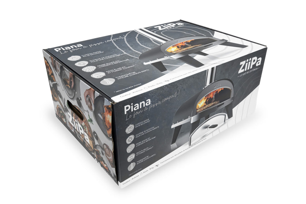 ZiiPa Pizza Oven Piana - Wood-fired - with Thermometer - Slate - for ø 30 cm pizzas - Rotating pizza stone