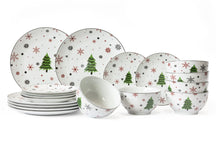 Cookinglife Christmas Dinnerware Set Red - Porcelain - 18-piece / 6 persons - 6 dinner plates, 6 breakfast plates & 6 bowls