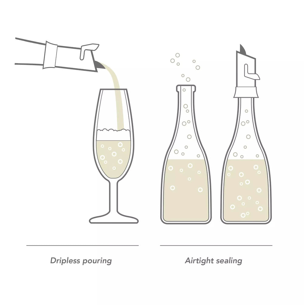 Vacu Vin Champagne Stopper and Pourer - Black