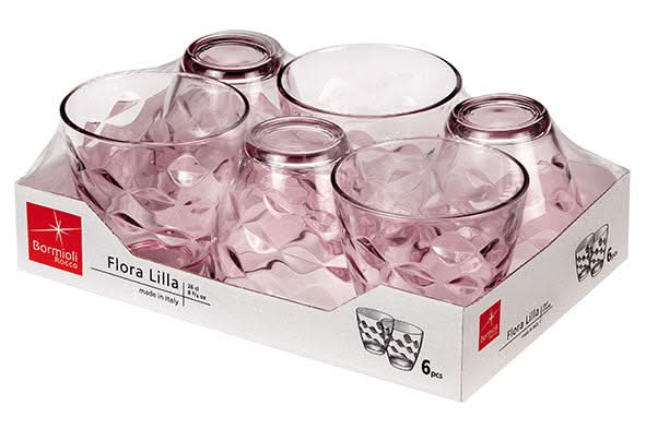 Bormioli Rocco Glasses Flora - Pink - 250 ml - 6 pieces