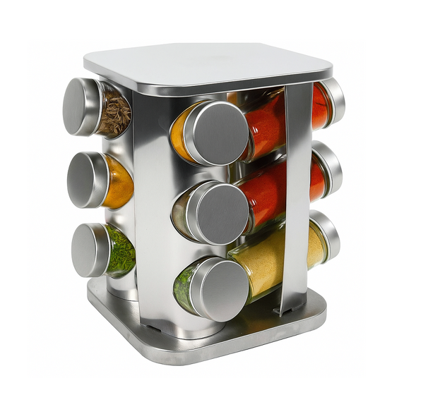Cookinglife Estante giratorio para especias de acero inoxidable 12 piezas