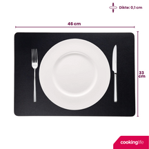 Cookinglife Placemats - Double-sided - Vegan leather - Cognac / Black 46 x 33 cm - 6 pieces