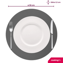 Cookinglife Placemats - Double-sided - Vegan leather - Grey / Pink ø 38 cm - 6 pieces