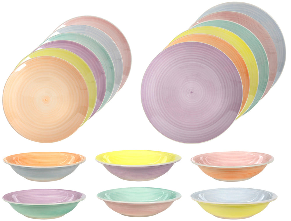 Cookinglife Dinnerware Set Pastel Harmony 18-piece / 6 people - 6 dinner plates, 6 side plates, and 6 pasta bowls
