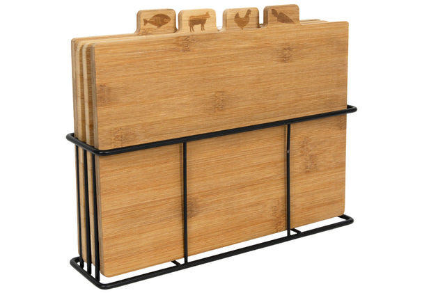 Set de tablas de cortar Cookinglife Bambú con soporte 5 piezas