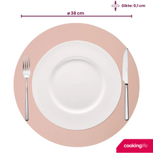 Cookinglife Placemats - Double-sided - Vegan leather - Grey / Pink ø 38 cm - 6 pieces