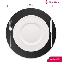 Cookinglife Placemats - Vegan leather - Black - ø 38 cm - 6 pieces