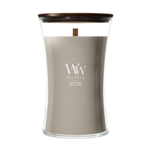 WoodWick Scented Candle Large Wood Smoke - 18 cm / ø 10 cm - Scented Candle in Glass - Wooden Wick