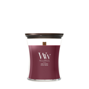 WoodWick Scented Candle Medium Dark Cherry - 11 cm / ø 10 cm - Scented Candle in Glass - Wooden Wick