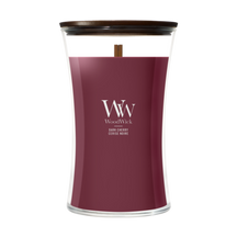 WoodWick Scented Candle Large Dark Cherry - 18 cm / ø 10 cm - Scented Candle in Glass - Wooden Wick