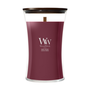 WoodWick Scented Candle Large Dark Cherry - 18 cm / ø 10 cm - Scented Candle in Glass - Wooden Wick
