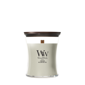 WoodWick Scented Candle Medium Fireside - 11 cm / ø 10 cm - Scented Candle in Glass - Wooden Wick