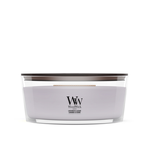 WoodWick Scented Candle Ellipse Lavender & Cedar - 9 cm / 19 cm - Scented Candle in Glass - Wooden Wick