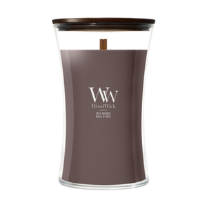 WoodWick Scented Candle Large Iris Woods - 18 cm / ø 10 cm - Scented Candle in Glass - Wooden Wick