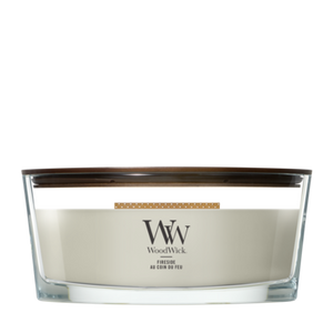 WoodWick Vela Aromática Ellipse Fireside - 9 cm / 19 cm - Vela Aromática en Vidrio - Mecha de Madera